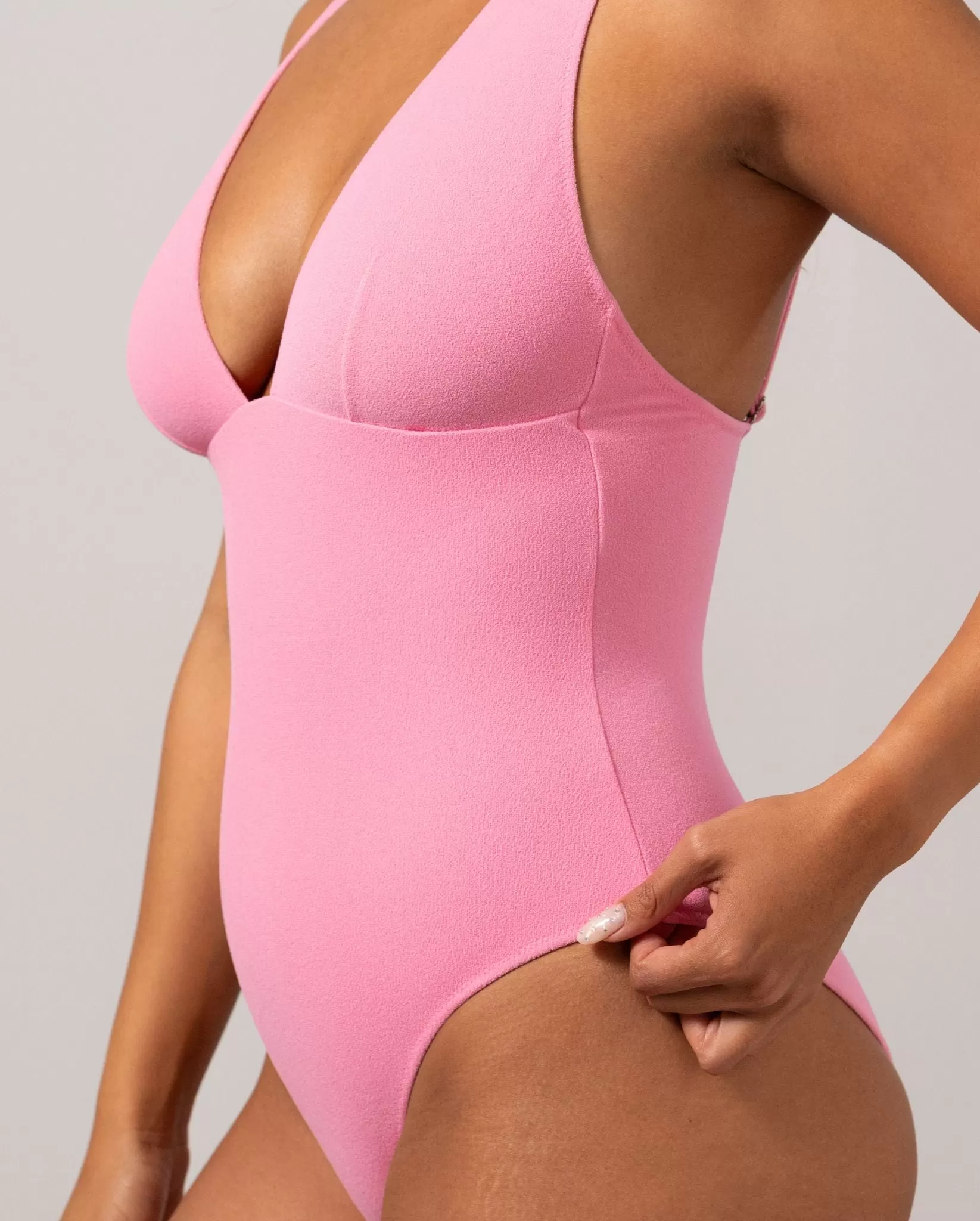 Plunge Swimsuit Candy Pink