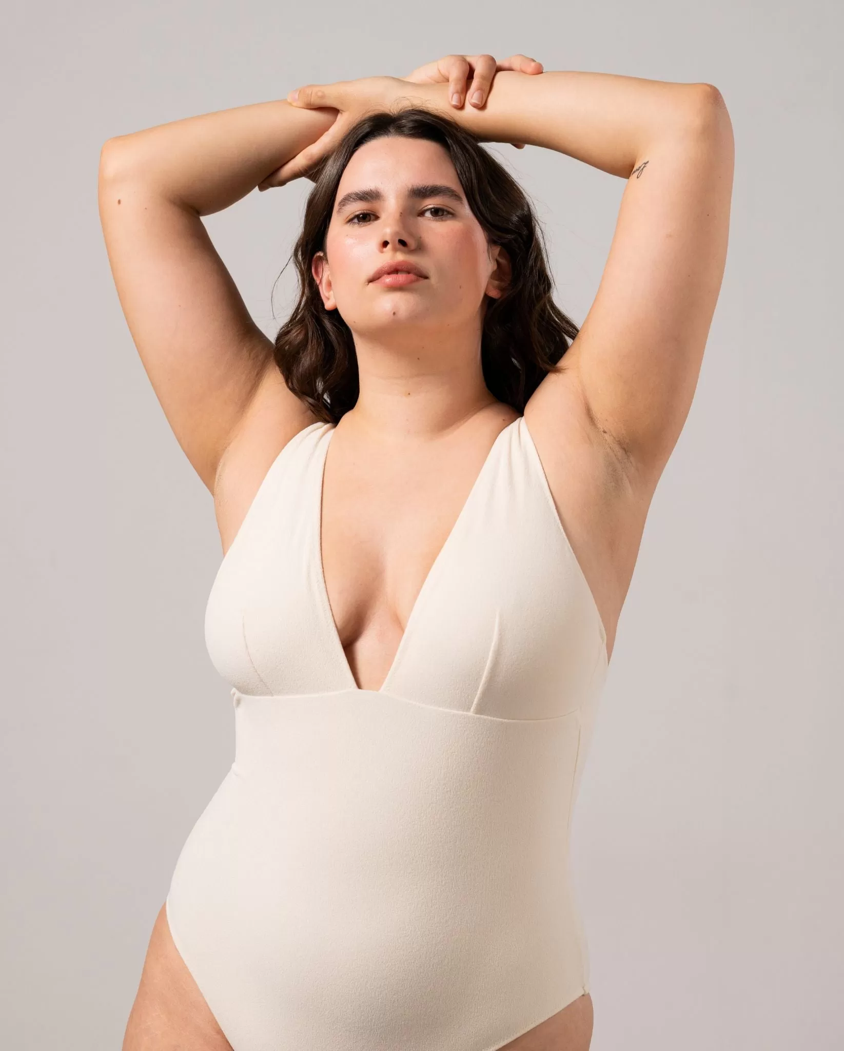 Plunge Swimsuit Cream