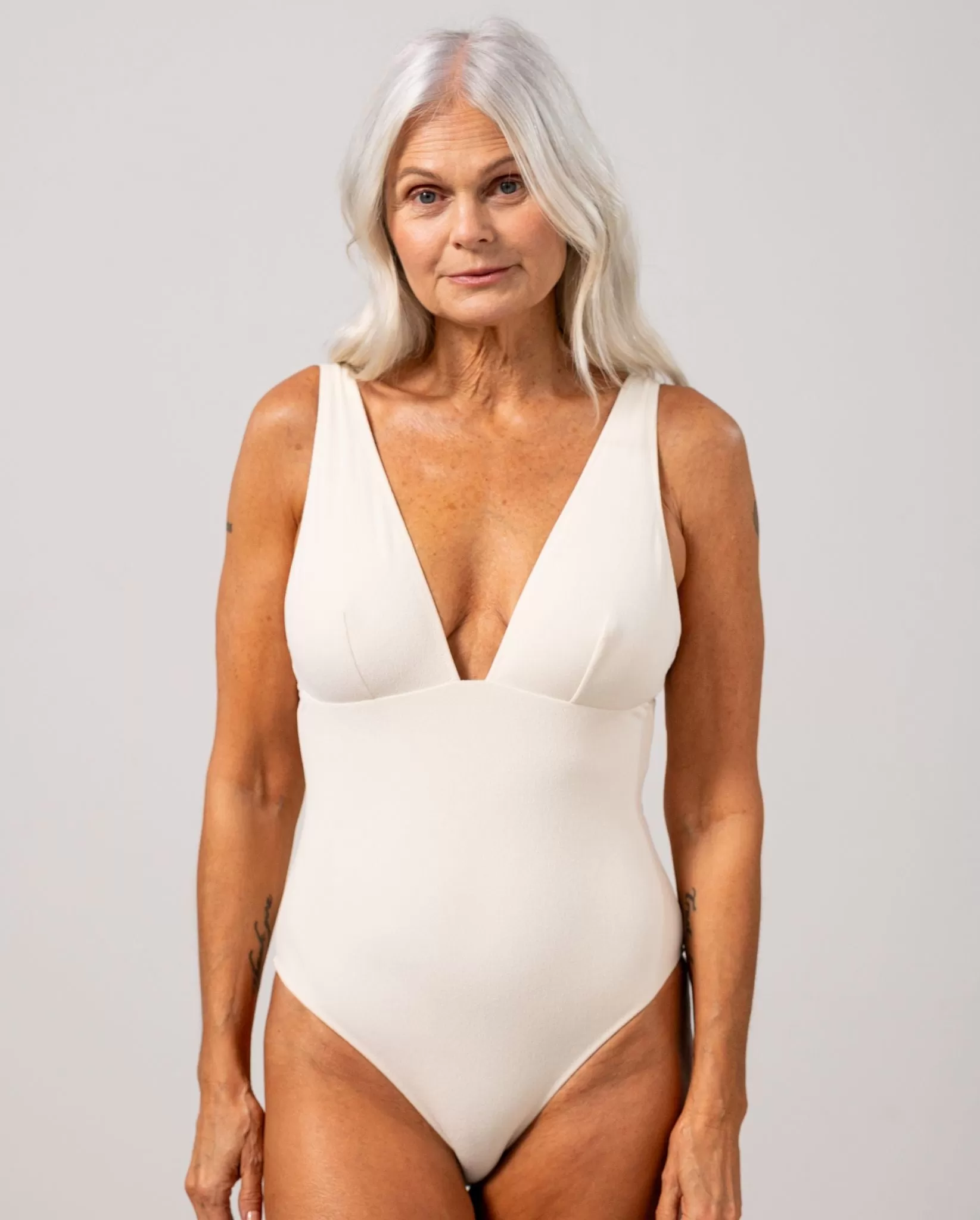 Plunge Swimsuit Cream