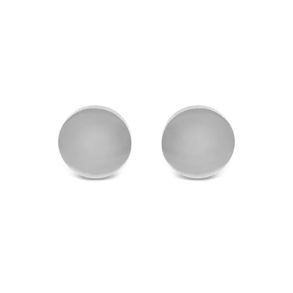 Polished Flat Round Stud Earrings