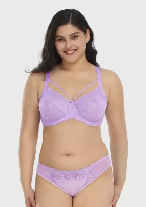 Pretty In Petals Purple Unlined Strappy Lace Underwire Bra