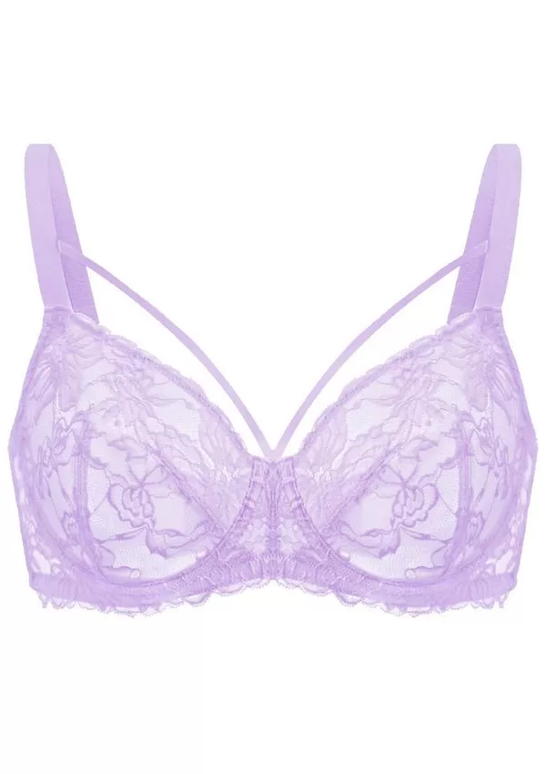 Pretty In Petals Purple Unlined Strappy Lace Underwire Bra