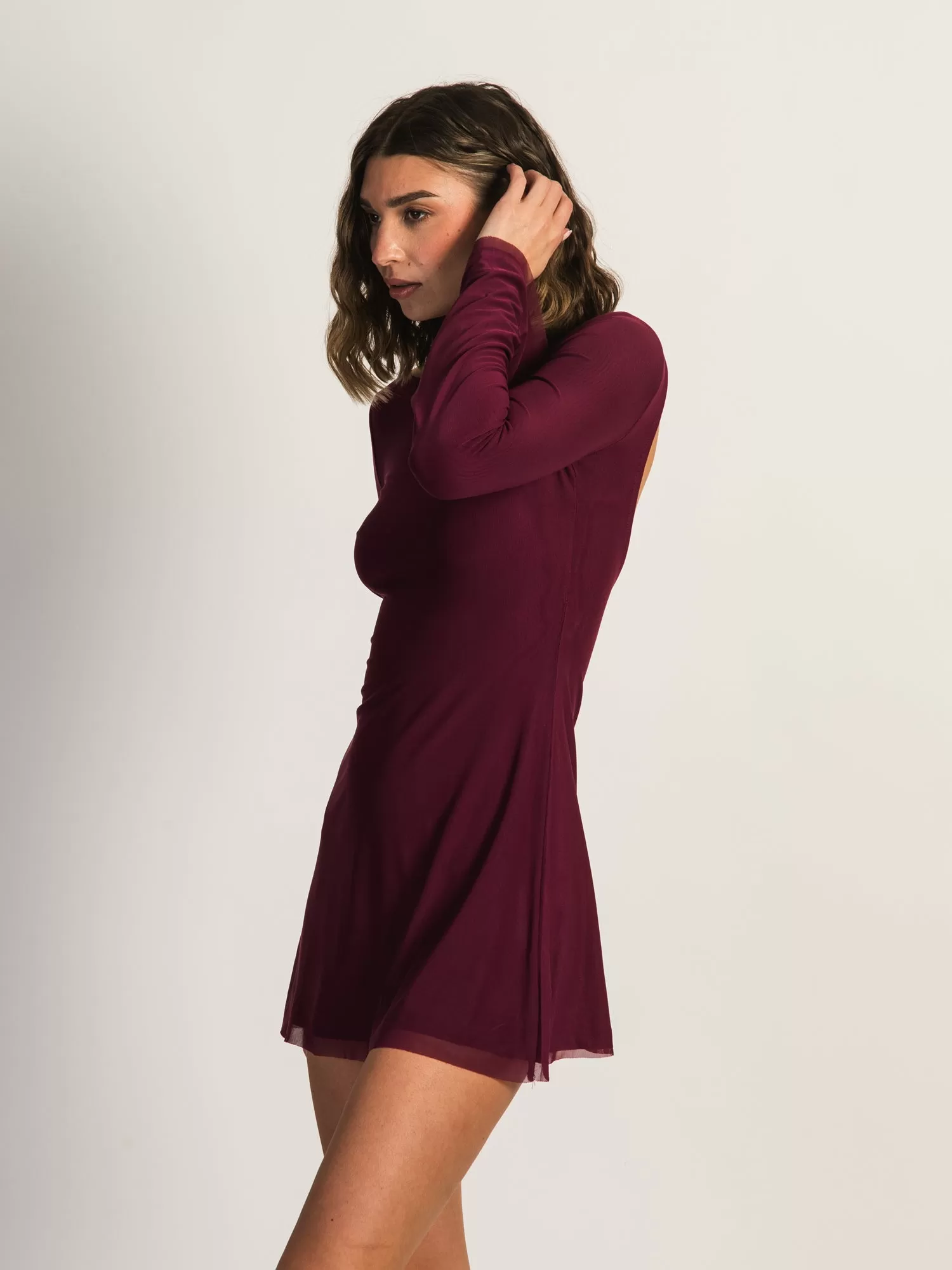 PRINCESS POLLY LUKEA LONG SLEEVE MINI DRESS