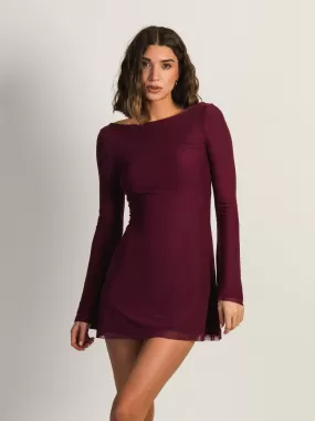 PRINCESS POLLY LUKEA LONG SLEEVE MINI DRESS