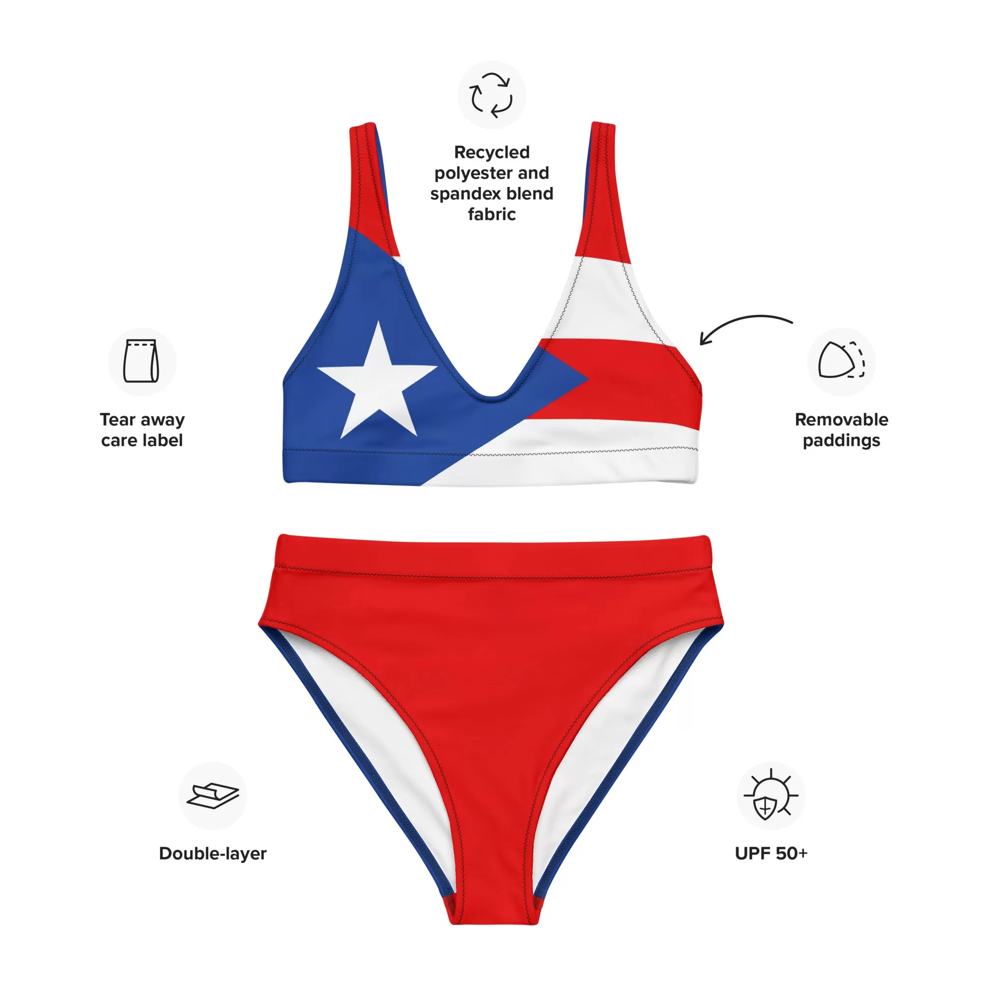 Puerto Rican Flag Bikini Set / Eco friendly Patriotic Swimwear