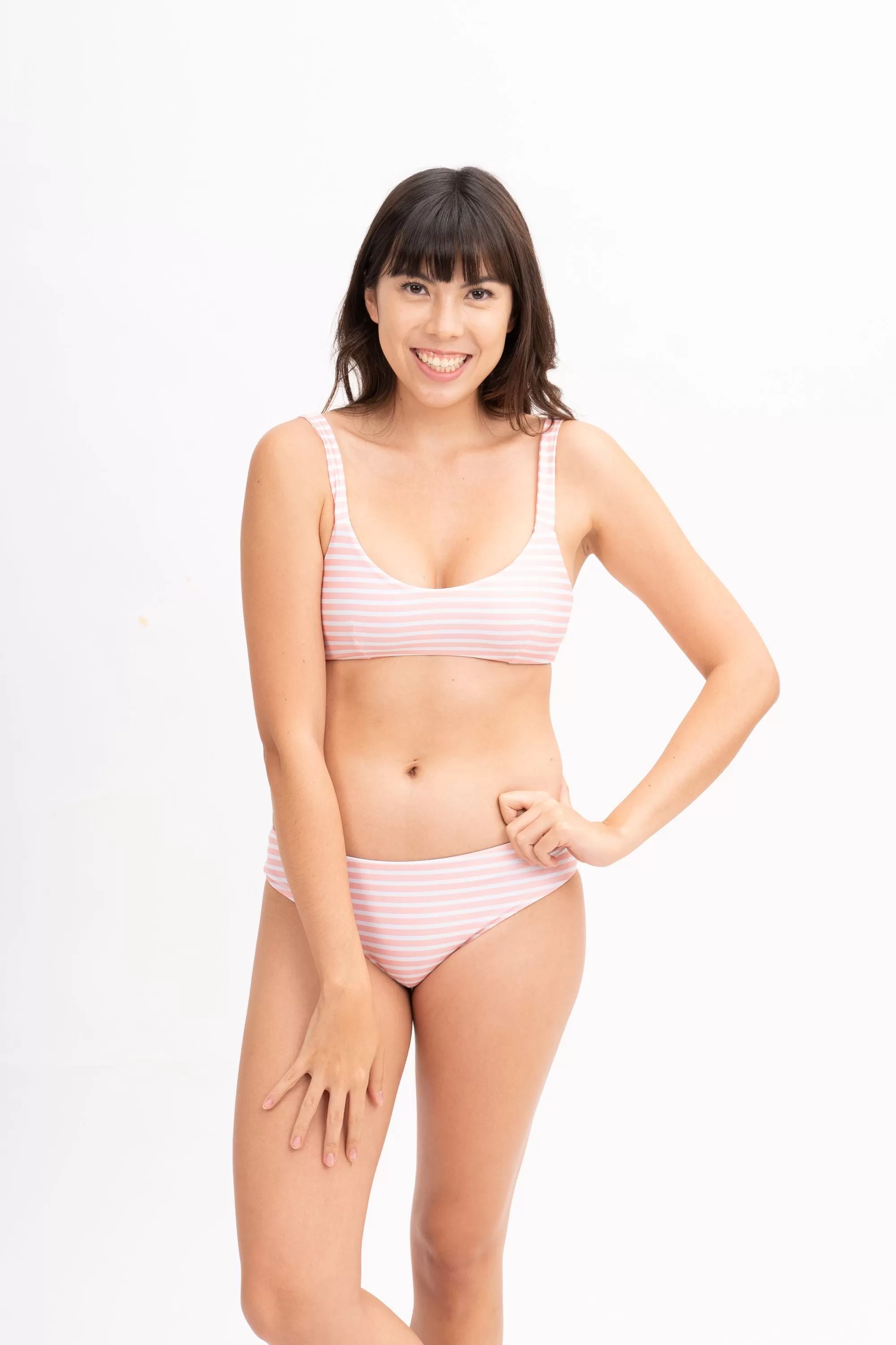 Rawa Scoop Bikini Top - Reversible - Flamingo / Pink Stripe