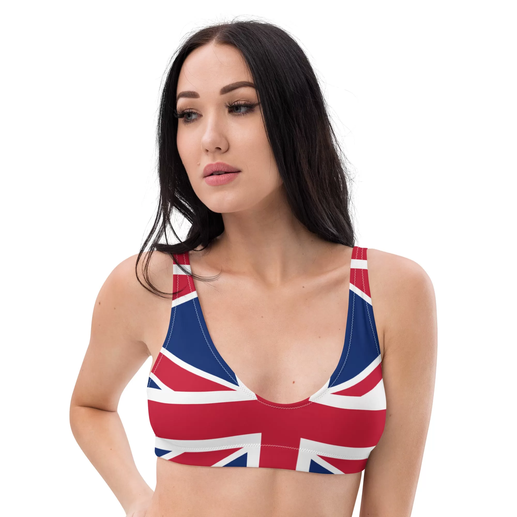 Recycled Polyester Bikini Top Union Jack Uk / Eco Friendly Swimwear