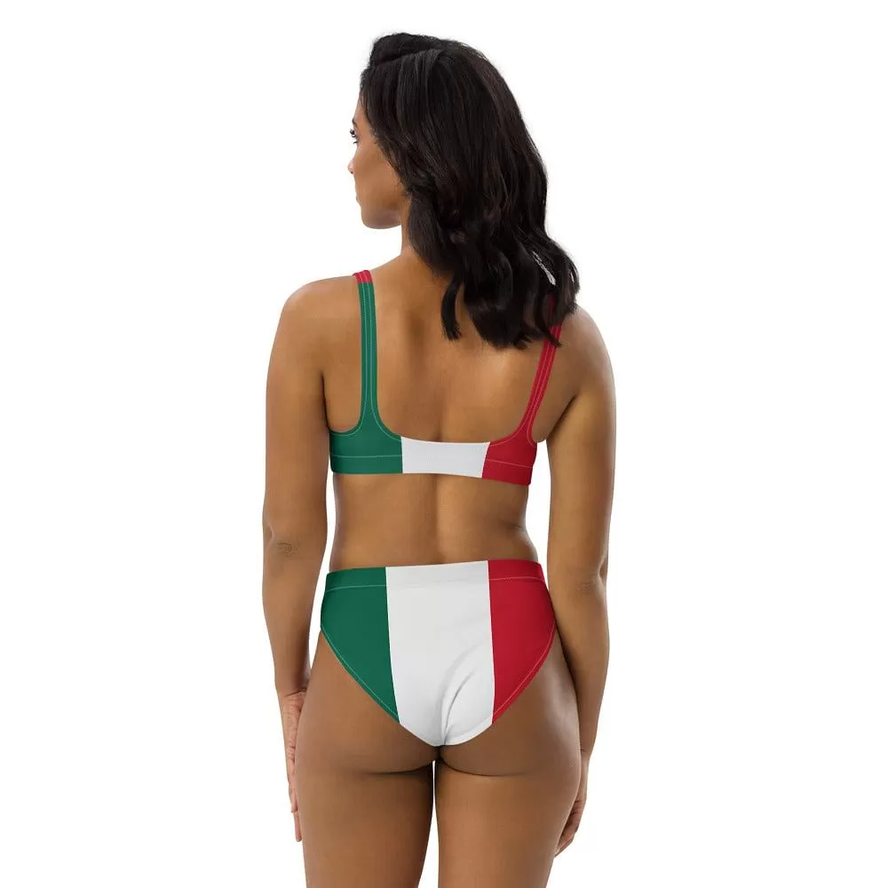 Recycled Polyester Mexico Bikini / Colors Of The Mexican Flag / High Waist Bikini