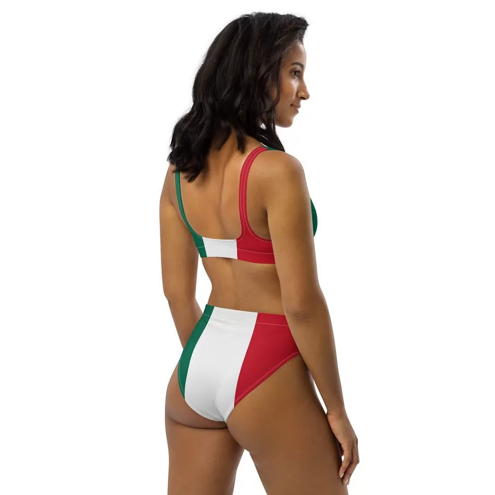 Recycled Polyester Mexico Bikini / Colors Of The Mexican Flag / High Waist Bikini