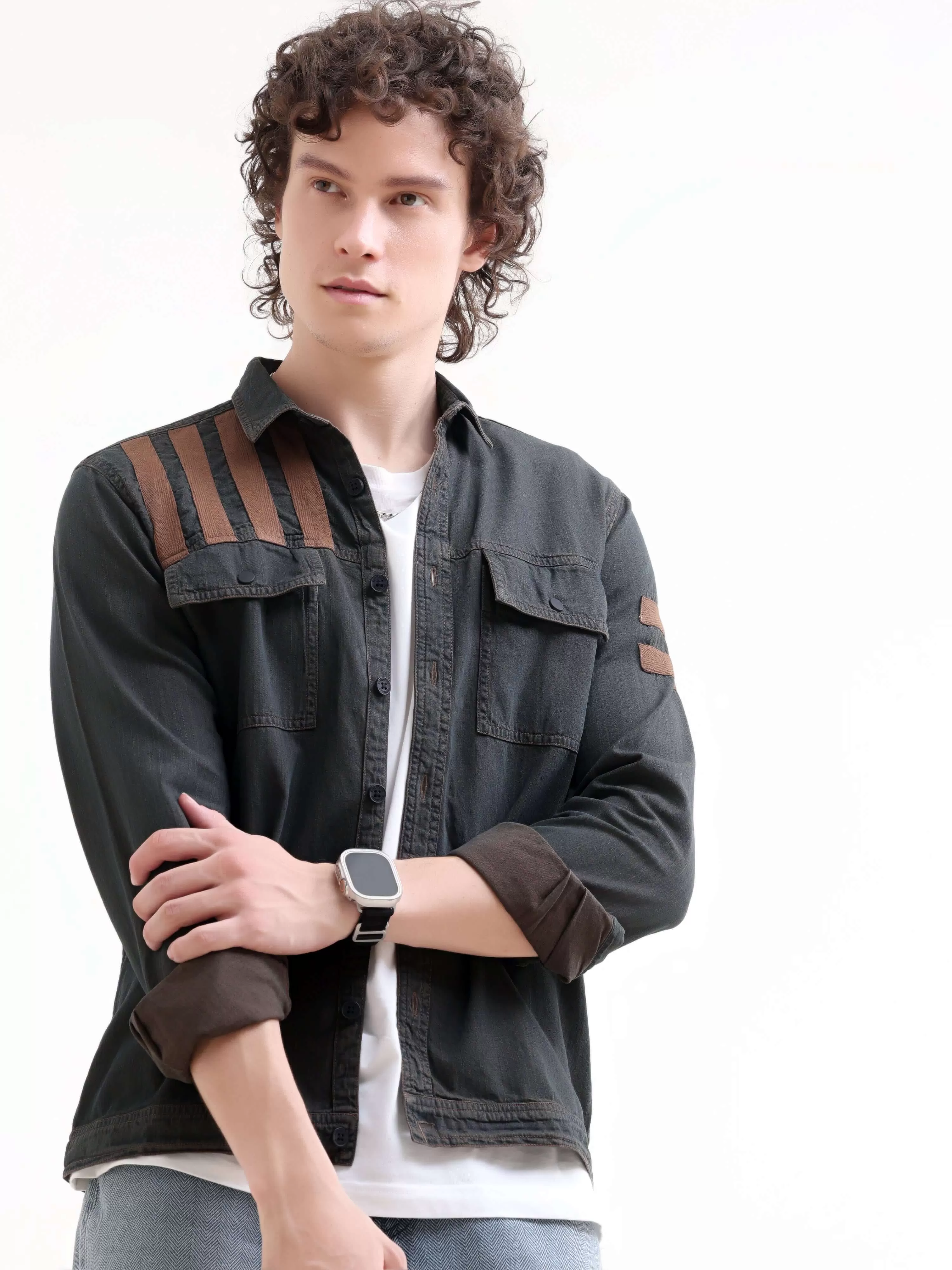 Rubans brown denim overshirt