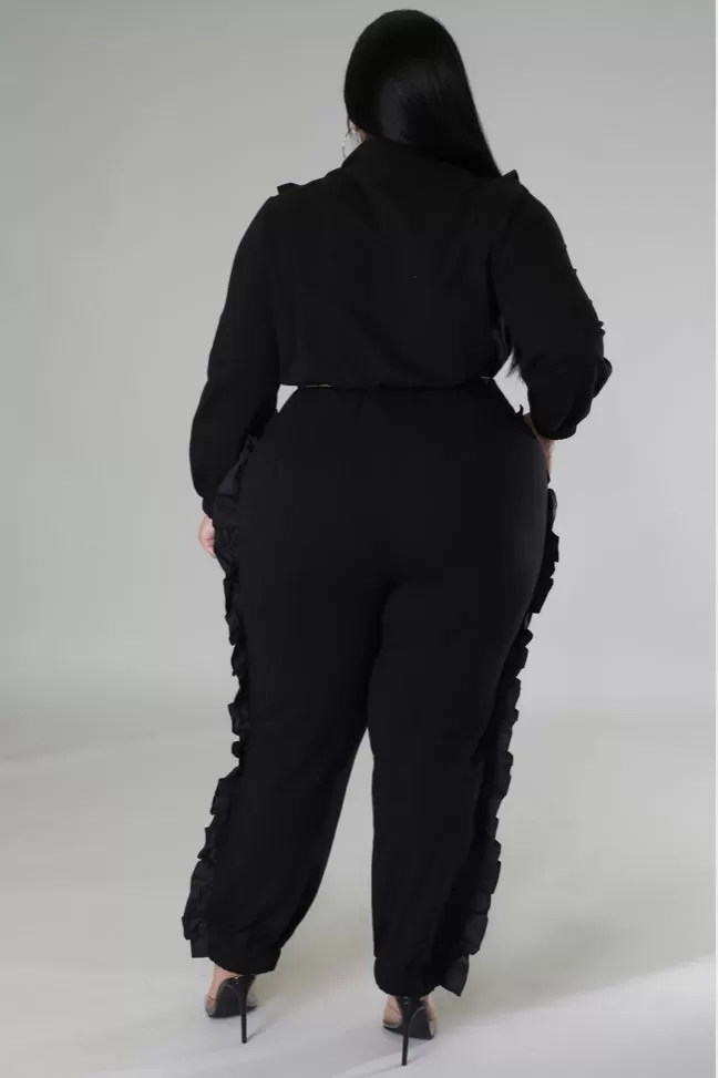 Ruffle Moments Fusion Pant Set (Black)