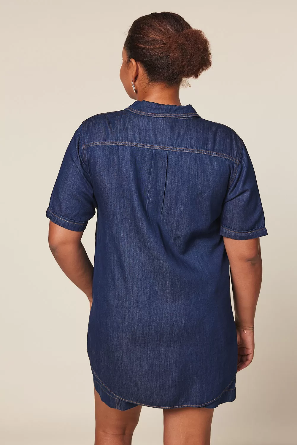 Sam Tencel Short Sleeve Shirt in Dark Wash