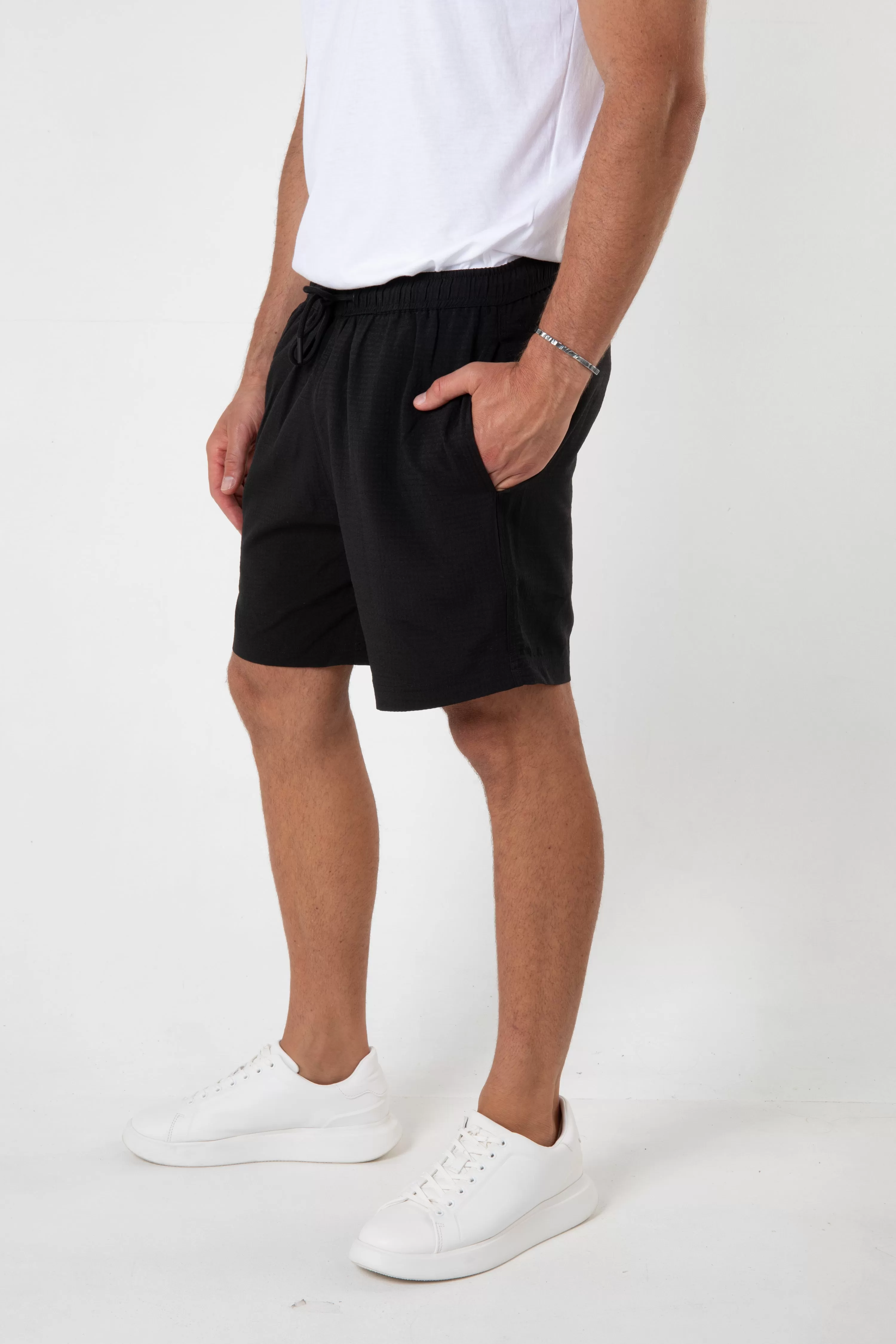 SANTO SWIM SHORT - SEERSUCKER BLACK