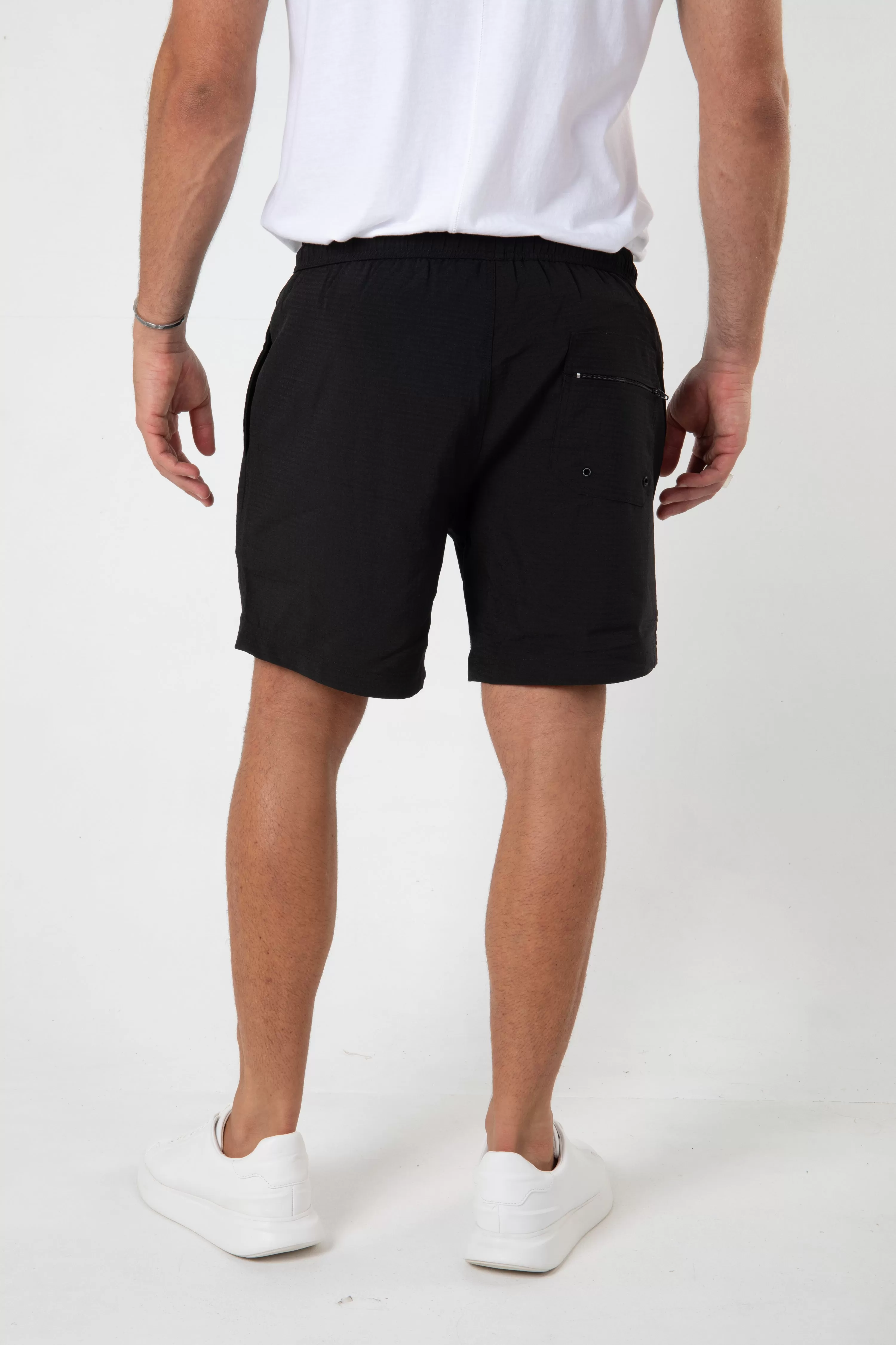 SANTO SWIM SHORT - SEERSUCKER BLACK