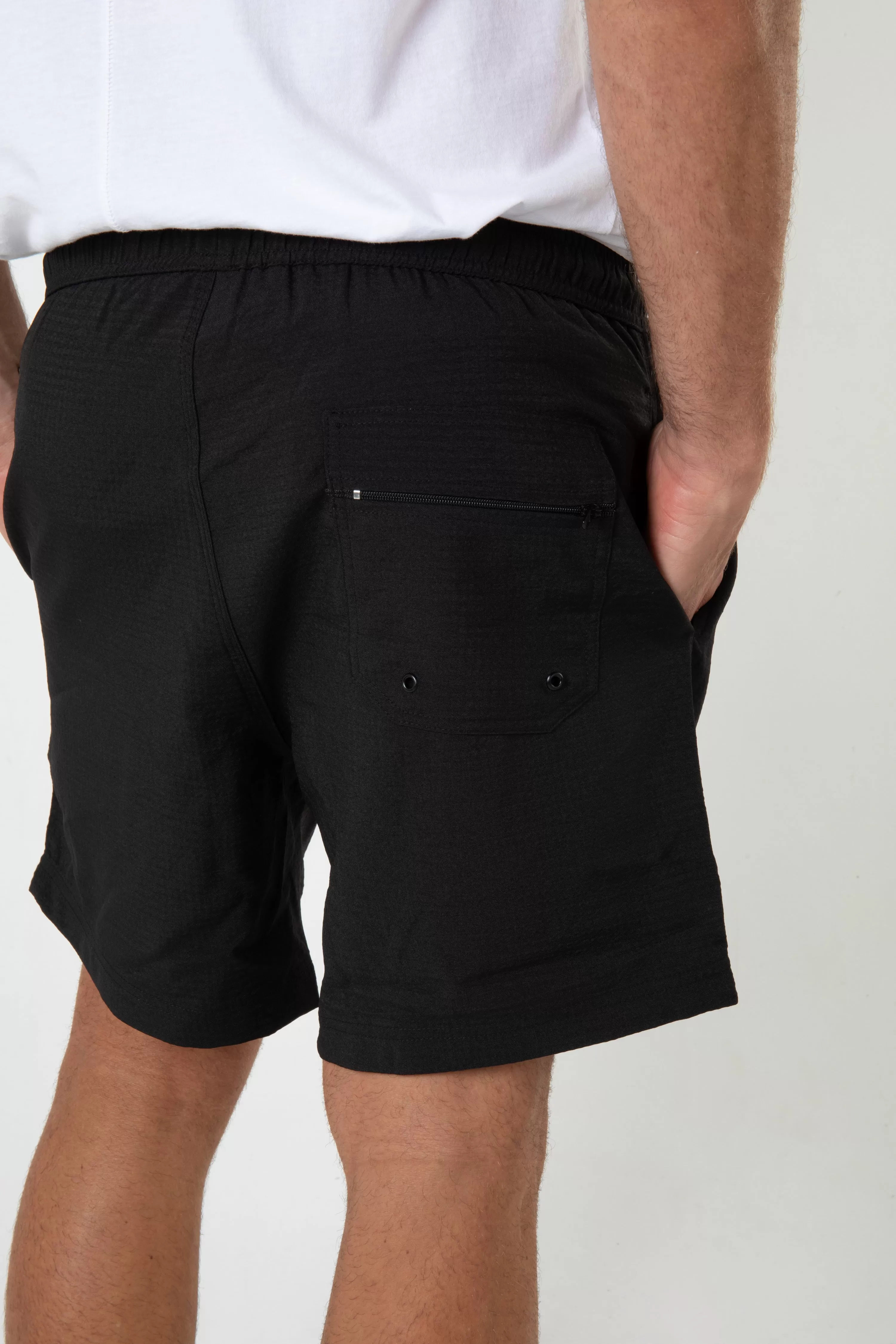 SANTO SWIM SHORT - SEERSUCKER BLACK