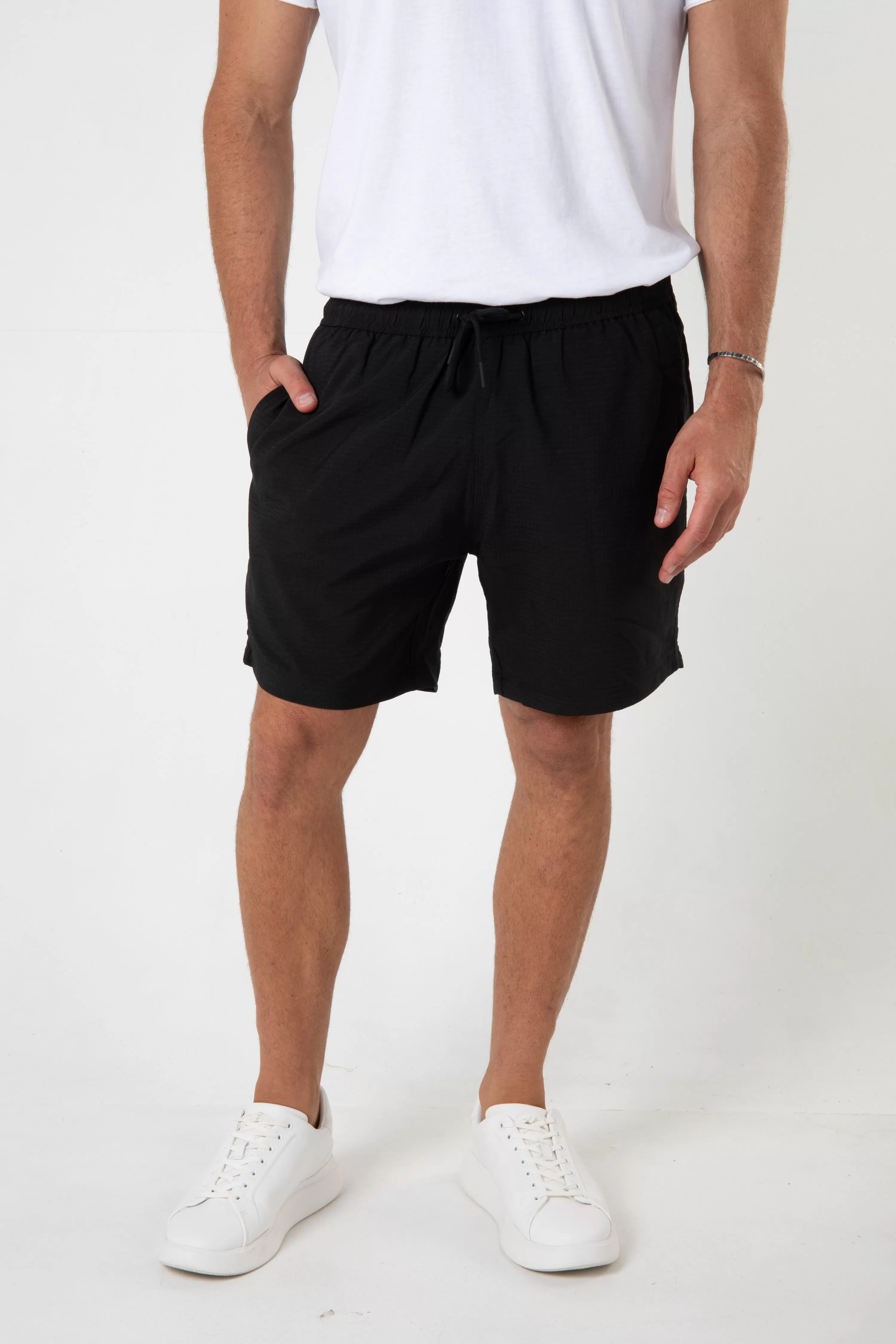 SANTO SWIM SHORT - SEERSUCKER BLACK