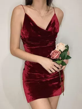 Sexy velvet suspender dress