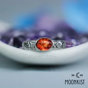 Silver Baltic Amber Oval Promise Ring for Her | Moonkist Designs