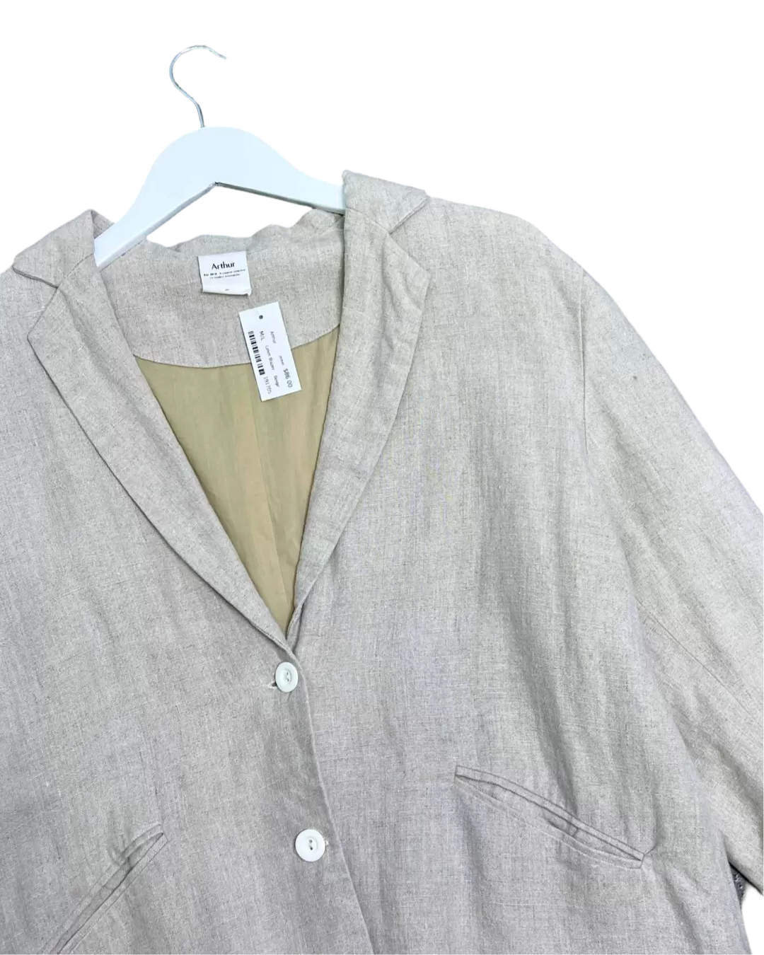 Size 10 - Arthur Apparel Sand Linen Jacket