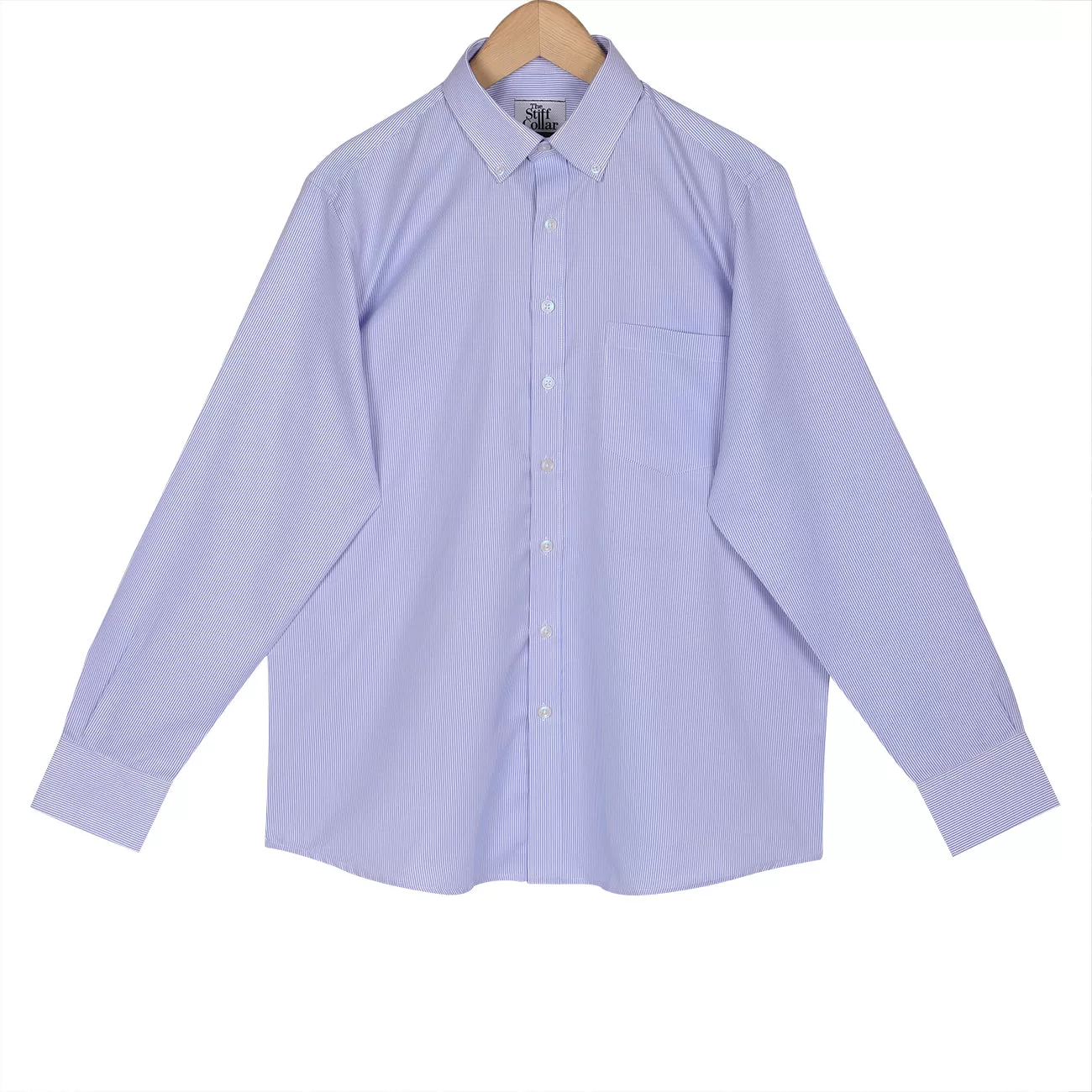 Sky Blue Pencil Stripes Button Down Non Iron Shirt