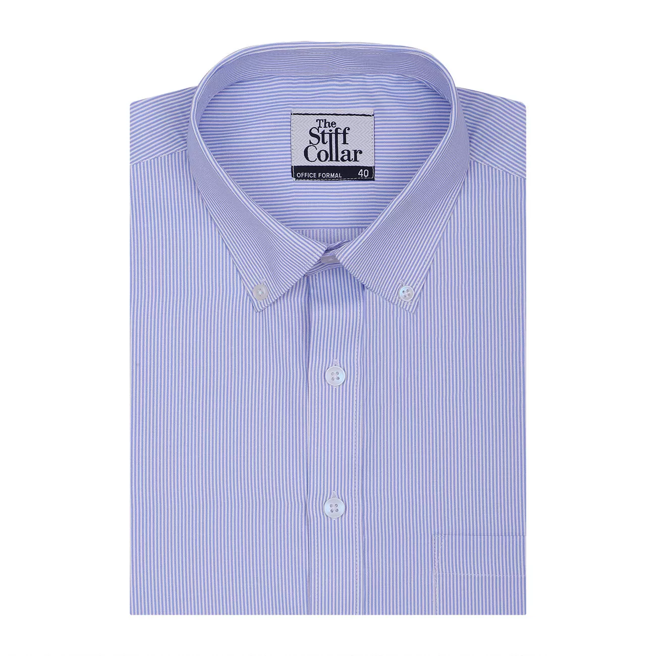 Sky Blue Pencil Stripes Button Down Non Iron Shirt