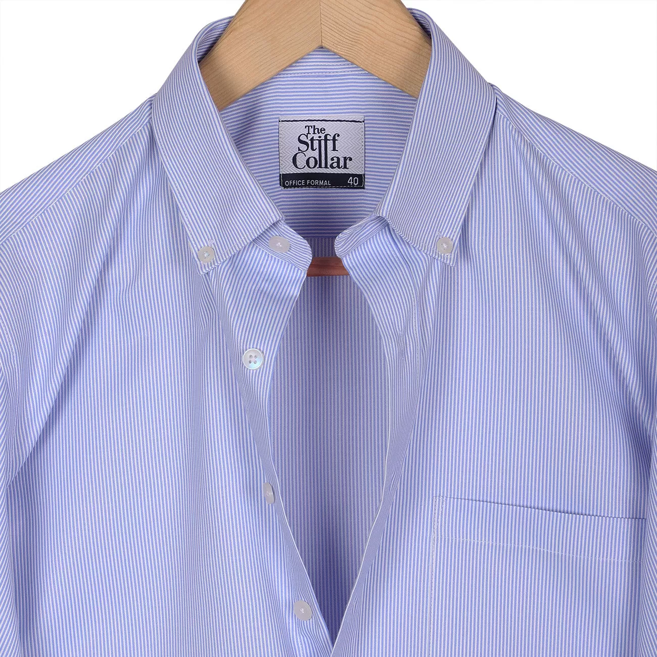 Sky Blue Pencil Stripes Button Down Non Iron Shirt