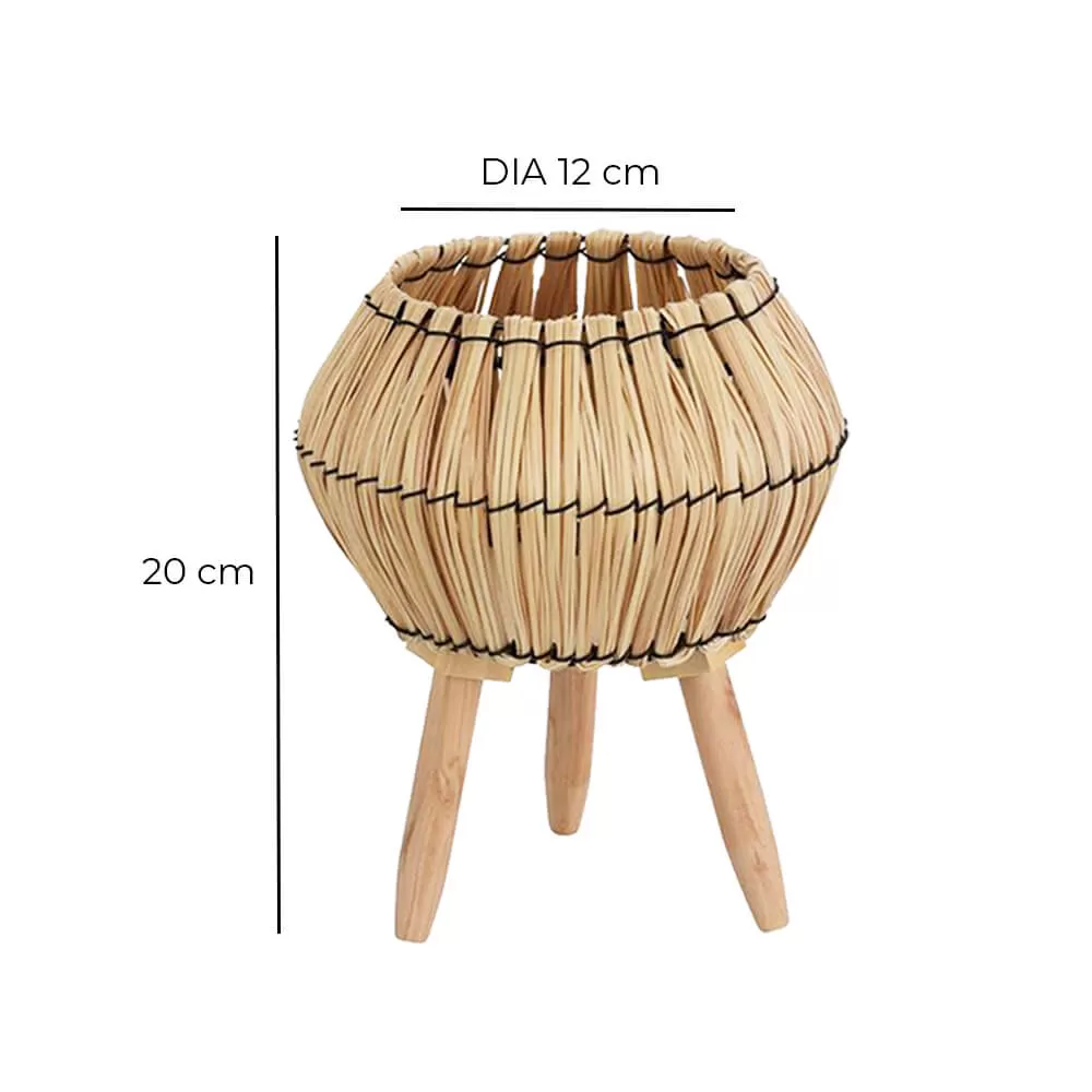 Small Natural Wood Standing Basket - 20cm