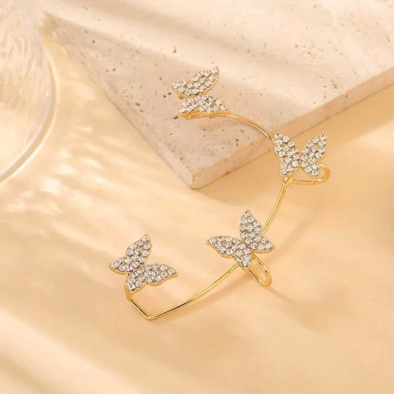 Sparkle Butterfly Ear Clip Non Pierced Clip On Earrings Temperament Luxury Jewelry For Women Girls