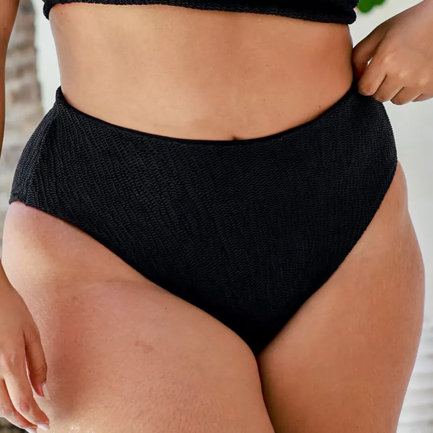 The Mykonos - Luxe Crinkle Stretch High Waist Bikini Bottom