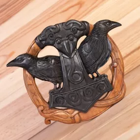 Thor's Hammer and Black Ravens Wall Hanging