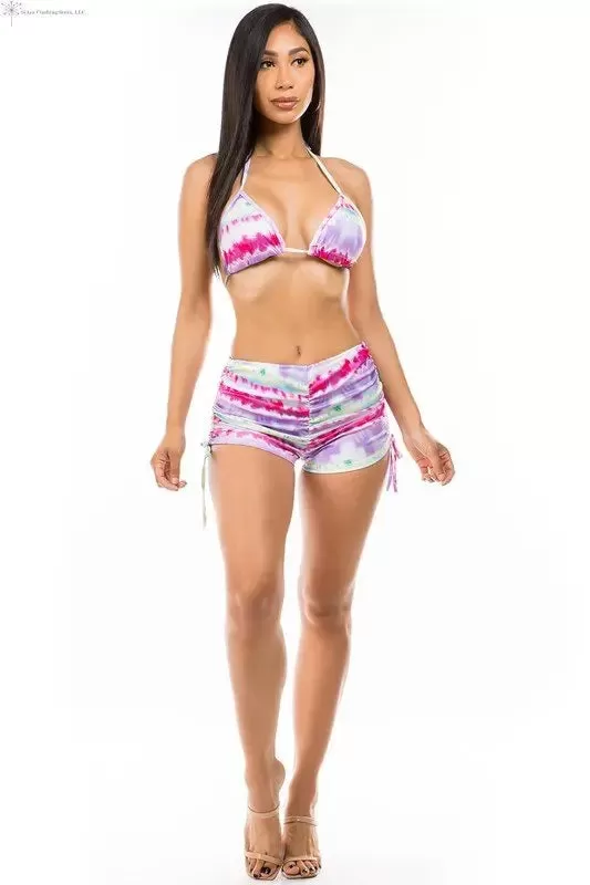 Tie Dye Halter Two Piece Swimwear