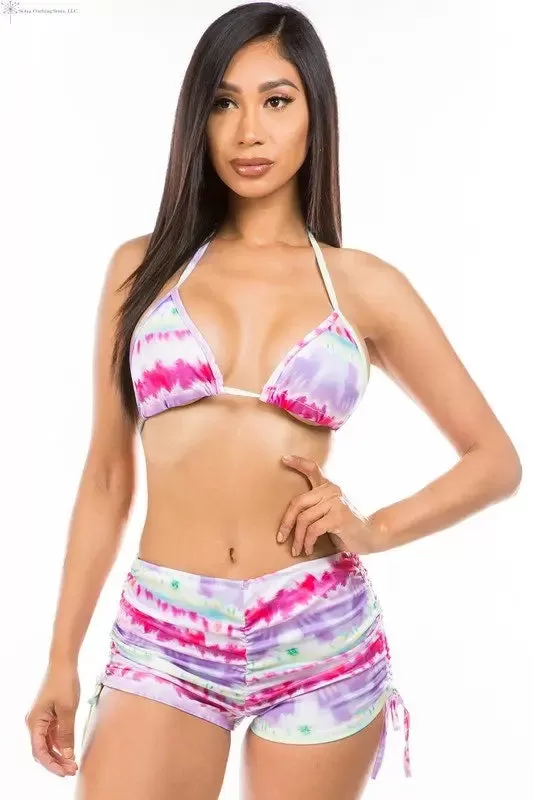 Tie Dye Halter Two Piece Swimwear