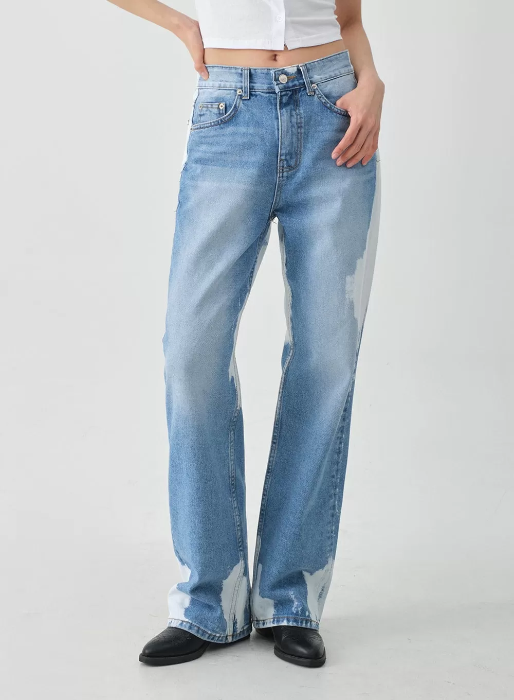 Tie-dye Wide Leg Denim Pants CJ03