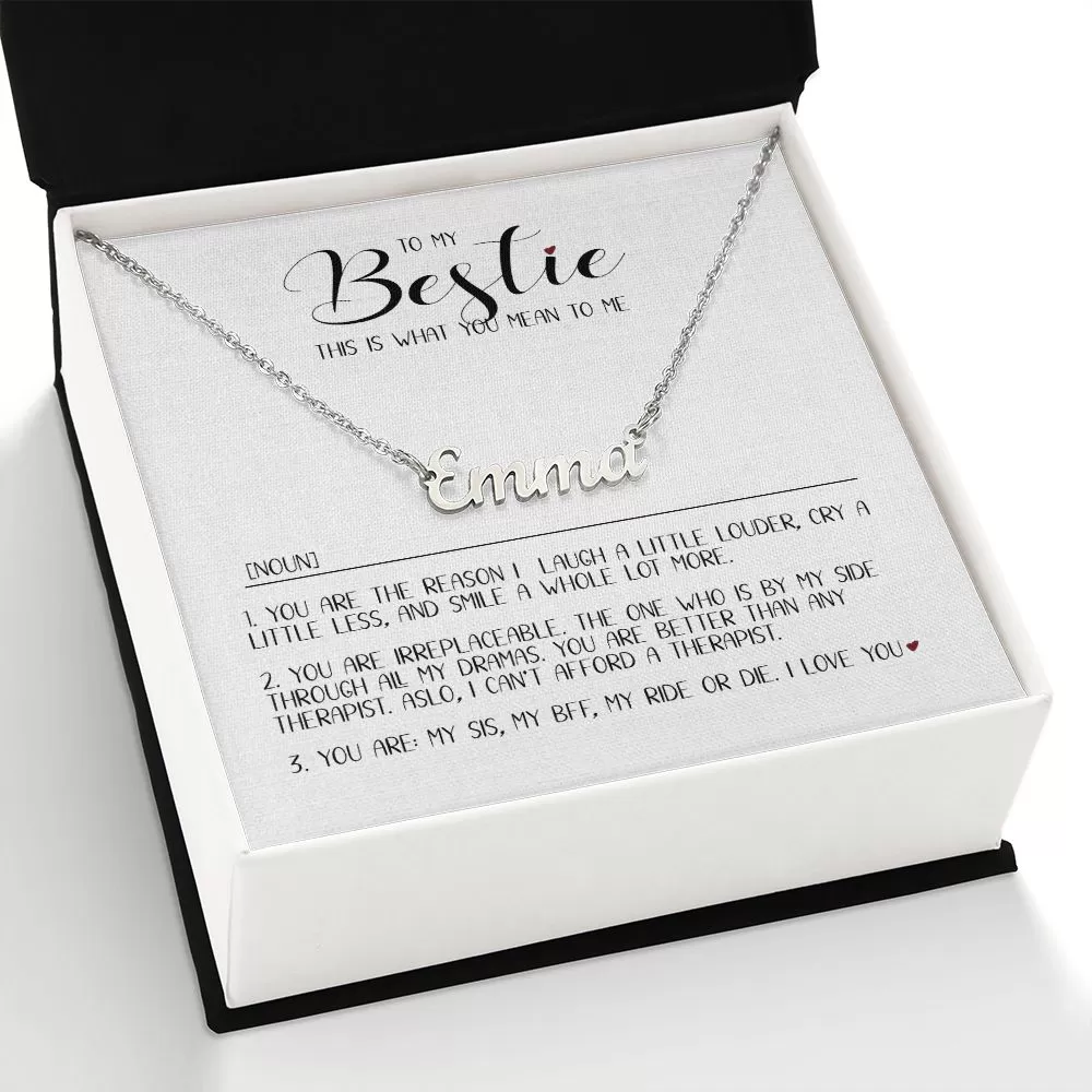 TO MY BESTIE.  PERSONALIZED NAME NECKLACE.  MINIMALIST NECKLACE