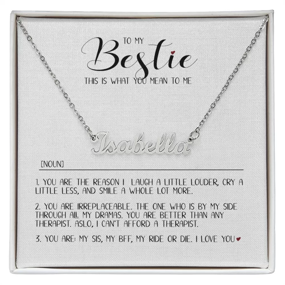 TO MY BESTIE.  PERSONALIZED NAME NECKLACE.  MINIMALIST NECKLACE