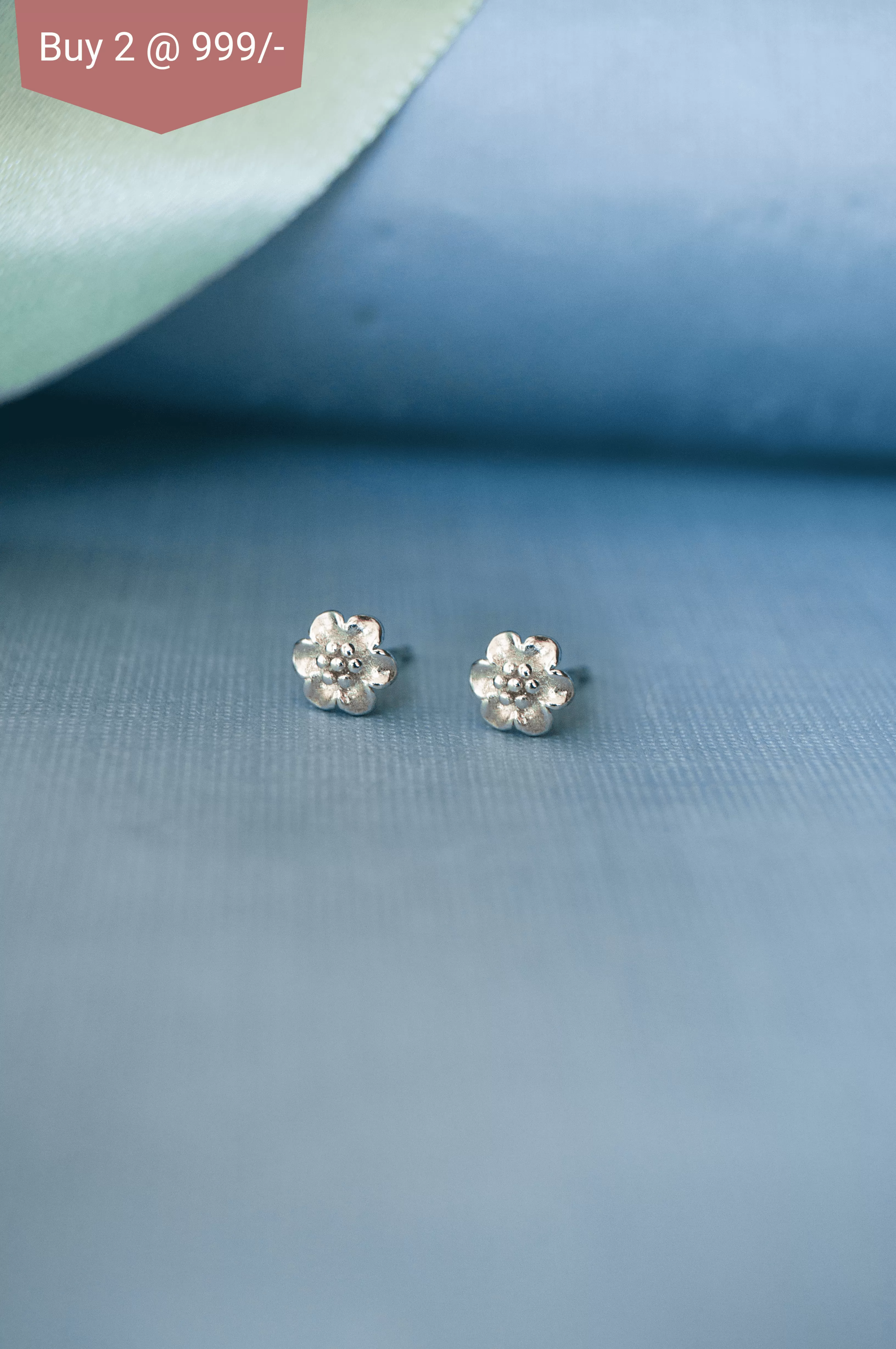 Treasured Flower Mini Sterling Silver Stud Earrings