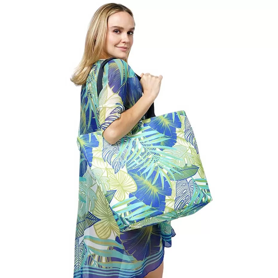 Tropical Leaf Print Tote Bag