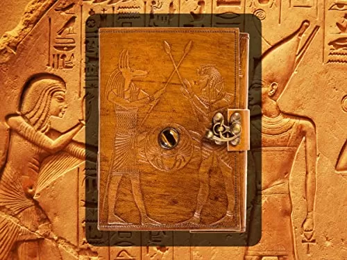 URBAN LEATHER Egyptian King Pharaoh and Anubis Rustic Vintage Journal for Men Women to write in, Artist Drawing Sketchbook Travel Journal Scrapbook Writing Notebook for Him & Her, Thick Unlined Pages