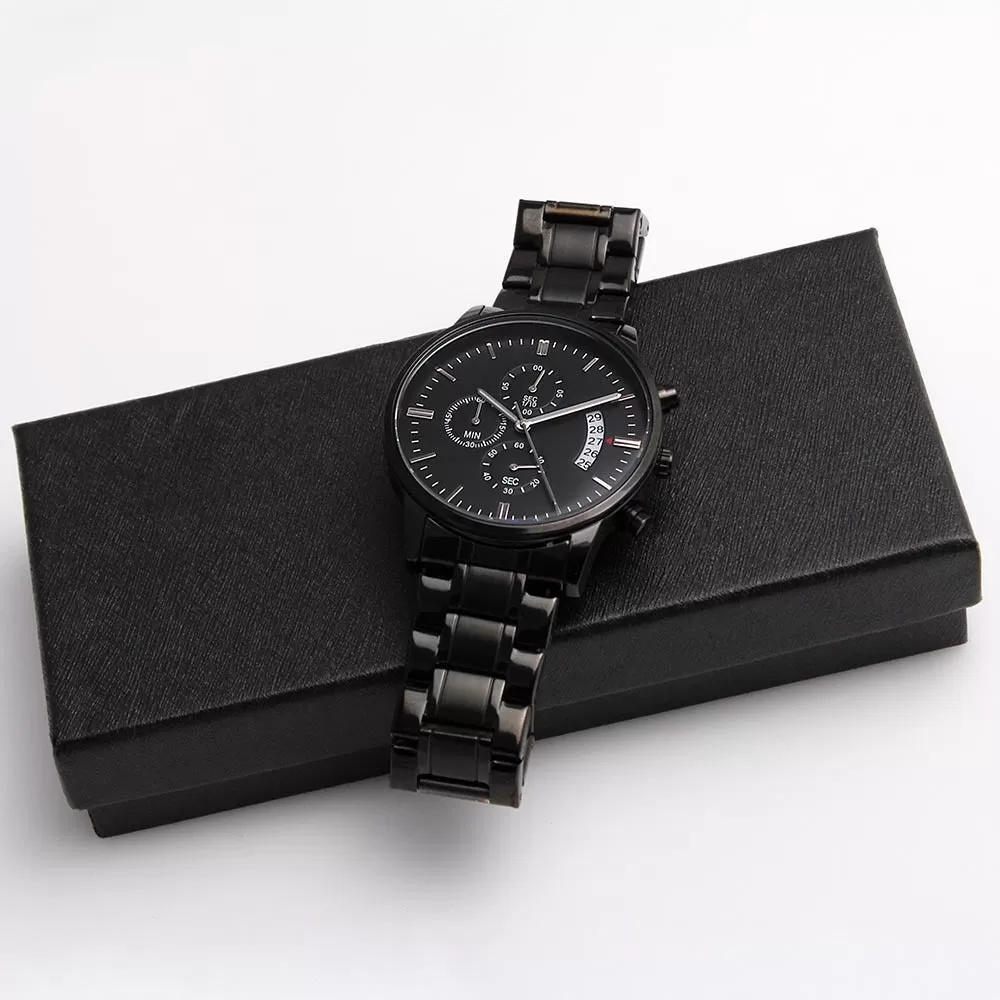 Valentine's Day Gift for Him | Black Chronograph Watch | My Boo