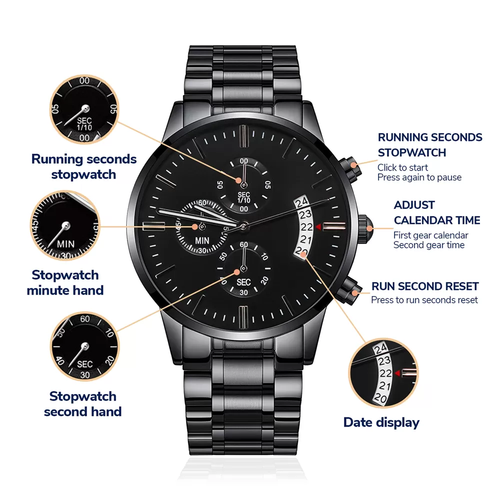 Valentine's Day Gift for Him | Black Chronograph Watch | My Boo