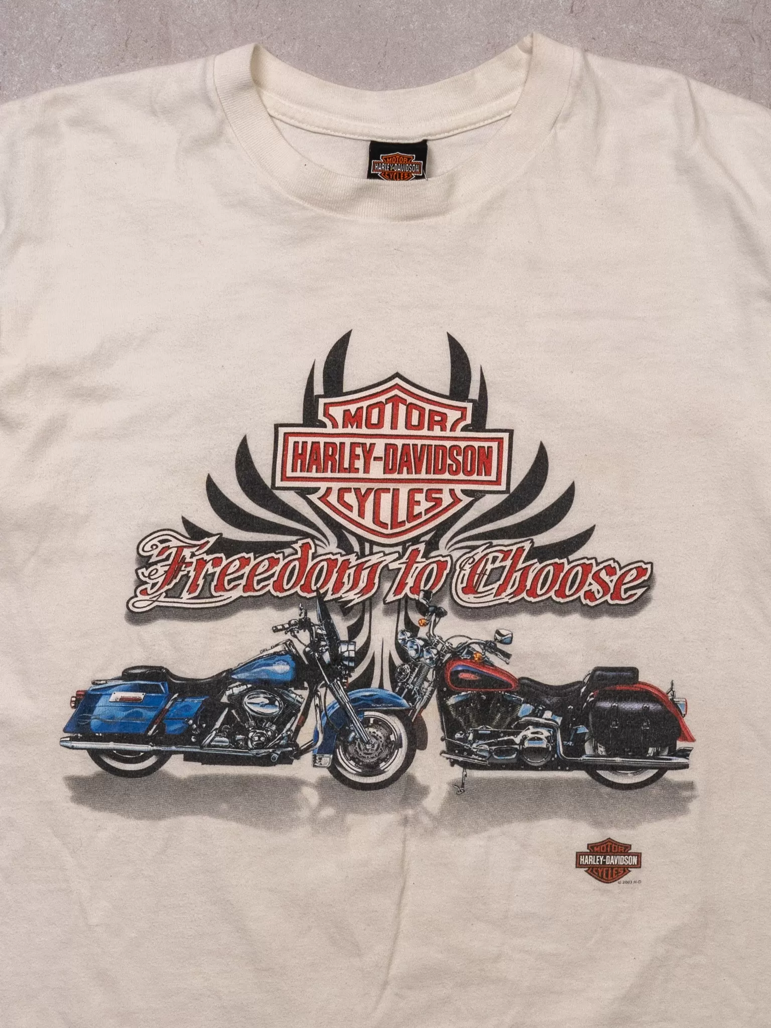 Vintage '03 White Freedom To Choose RI Harley Davidson Tee (S/M)