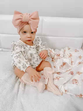 Vintage floral romper and hat set