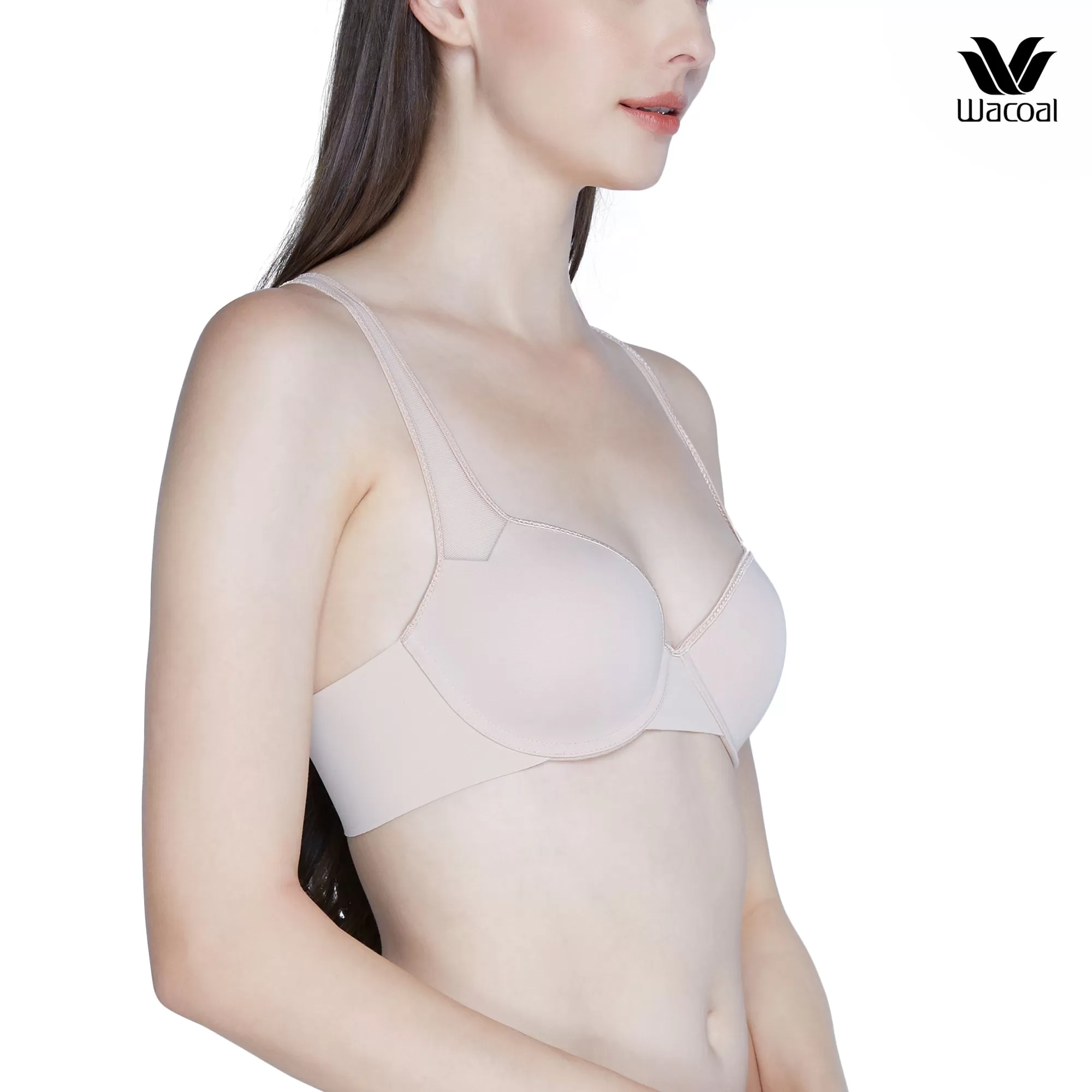 Wacoal Push Up Bra บรามีโครง เสริมฟองน้ำบาง 8 มม. (บราและกางเกงใน) รุ่น WB5P03 MU5P03 สีเบจ (BE)