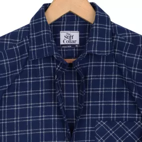 Westcott Navy Check Flannel Regular Fit Casual Shirt