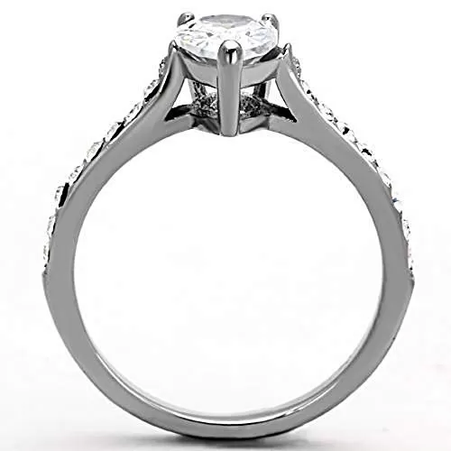 WildKlass Stainless Steel Western Ring High Polished (no Plating) Women AAA Grade CZ Clear