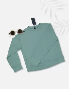 Women Basic Green Sweatshirt