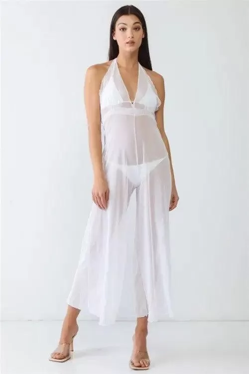 Women's Bathing-suit Cover-up Jumpsuit V-Neck