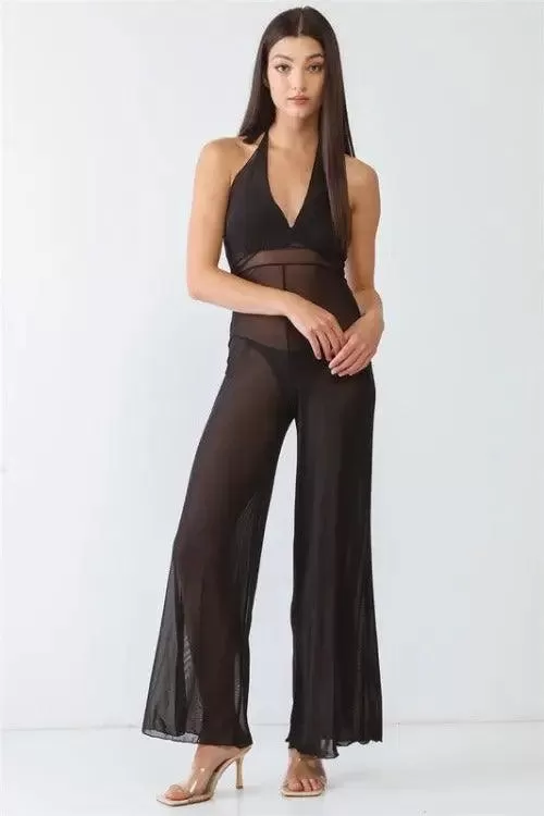 Women's Bathing-suit Cover-up Jumpsuit V-Neck